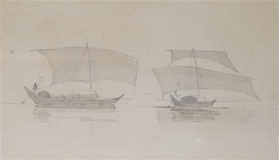 William Daniell (1769-1837) Study of dhows 4 x 6.25in.